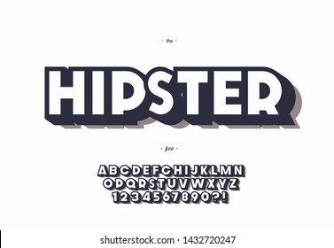 Hipster typeface bold 3d style. Cool font. Alphabet modern typography for party poster, t shirt, promotion, label, special offer. Vector 10 eps