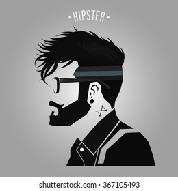 Hipster under cut hair style sign on gray background