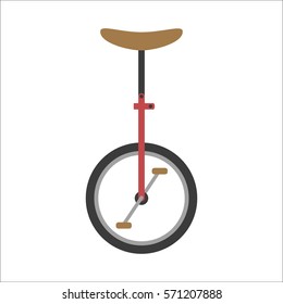 Hipster Unicycle Bicycle Flat Vector Illustration.