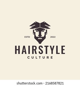 hipster unique young hairstyle logo design vector graphic symbol icon illustration creative idea