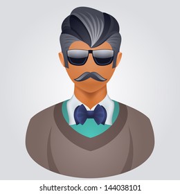 Hipster user icon. Vector illustration eps 10.