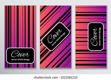 Hipster vector cover band front page. Black strips on colorful background layout for business purpose. Contrast cover for header page of holiday invitation.