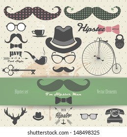 Hipster vector elements.