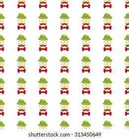 hipster vector icon seamless pattern, tiling ornament on white.