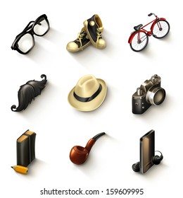 Hipster vector icon set