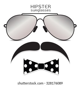 Hipster Vector Icon Set, Mustaches, Bicycle Collection. Vector illustration.