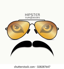 Hipster  Vector Icon Set, Mustaches, Sunglasses Collection.Vector Background.