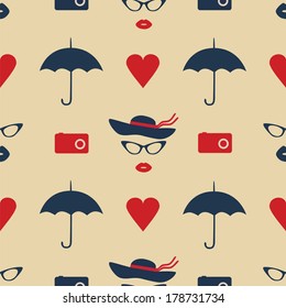 hipster vector seamless pattern set