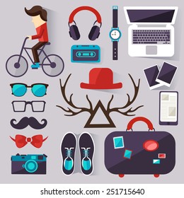 hipster vector set