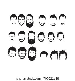 Hipster Vector Set, hair and beards,vector illustration set.