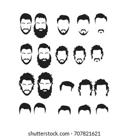 Hipster Vector Set, hair and beards,vector illustration set.