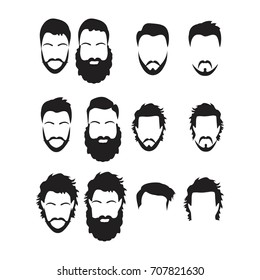 Hipster Vector Set, hair and beards,vector illustration set.