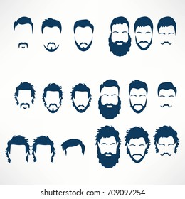 Hipster Vector Set, hair and beards,vector illustration set
