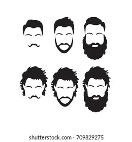 Hipster Vector Set, Hair And Beards,vector Illustration Set.