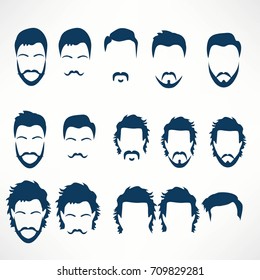 Hipster Vector Set, hair and beards,vector illustration set.