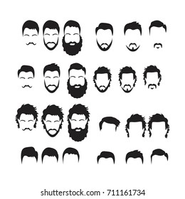 Hipster Vector Set, hair and beards,vector illustration set.