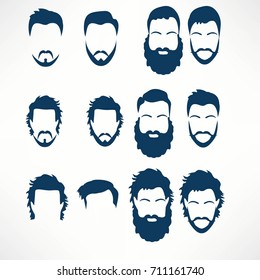 Hipster Vector Set, hair and beards,vector illustration set.