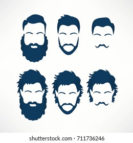 Hipster Vector Set, hair and beards,vector illustration set