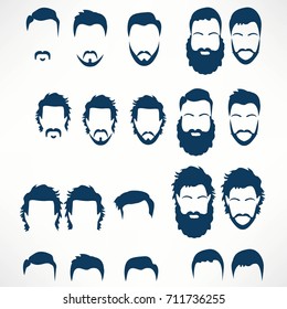 Hipster Vector Set, hair and beards,vector illustration set