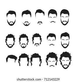 Hipster Vector Set, hair and beards,vector illustration set.