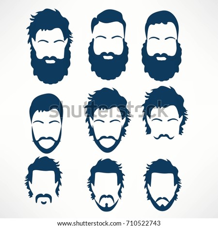 Hipster Vector Set, hair and beards,vector illustration set.
