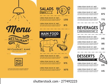 hipster and vintage art restaurant menu design template.