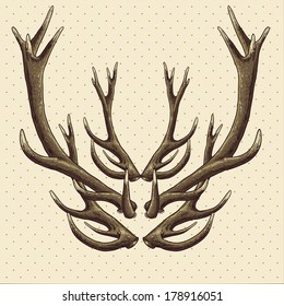 Hipster vintage background with deer antlers