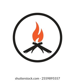 Hipster vintage bonfire logo design. Logo for camping, adventure wildlife, campfire.