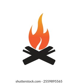 Hipster vintage bonfire logo design. Logo for camping, adventure wildlife, campfire.