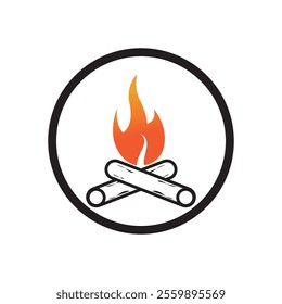 Hipster vintage bonfire logo design. Logo for camping, adventure wildlife, campfire.