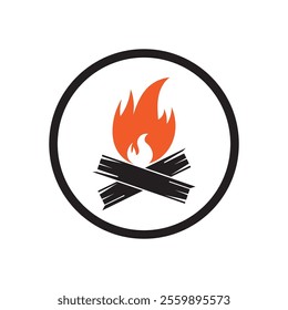 Hipster vintage bonfire logo design. Logo for camping, adventure wildlife, campfire.