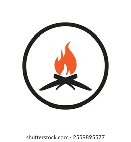 Hipster vintage bonfire logo design. Logo for camping, adventure wildlife, campfire.