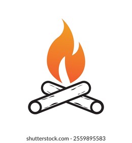 Hipster vintage bonfire logo design. Logo for camping, adventure wildlife, campfire.