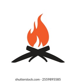 Hipster vintage bonfire logo design. Logo for camping, adventure wildlife, campfire.