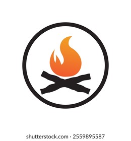 Hipster vintage bonfire logo design. Logo for camping, adventure wildlife, campfire.