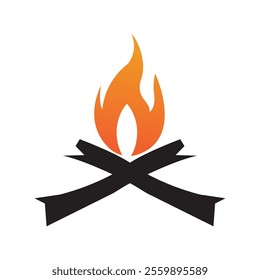 Hipster vintage bonfire logo design. Logo for camping, adventure wildlife, campfire.