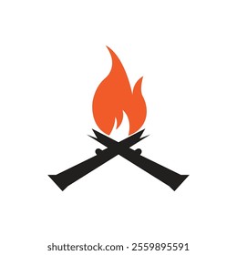 Hipster vintage bonfire logo design. Logo for camping, adventure wildlife, campfire.