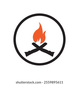 Hipster vintage bonfire logo design. Logo for camping, adventure wildlife, campfire.