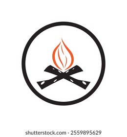 Hipster vintage bonfire logo design. Logo for camping, adventure wildlife, campfire.