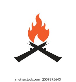 Hipster vintage bonfire logo design. Logo for camping, adventure wildlife, campfire.