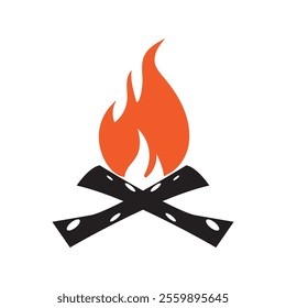 Hipster vintage bonfire logo design. Logo for camping, adventure wildlife, campfire.