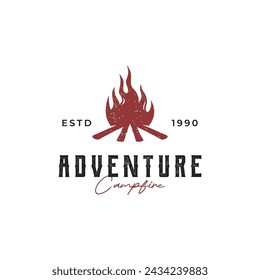 Hipster vintage bonfire logo.Logo for camping , adventure wildlife , campfire.