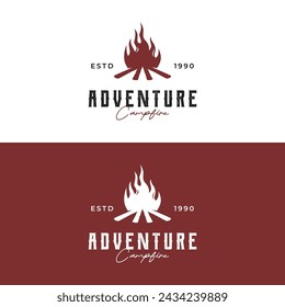 Hipster vintage bonfire logo.Logo for camping , adventure wildlife , campfire.