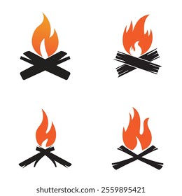 Hipster vintage bonfire set logo design. Logo for camping, adventure wildlife, campfire.