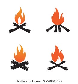 Hipster vintage bonfire set logo design. Logo for camping, adventure wildlife, campfire.