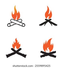 Hipster vintage bonfire set logo design. Logo for camping, adventure wildlife, campfire.