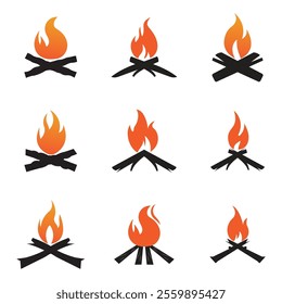 Hipster vintage bonfire set logo design. Logo for camping, adventure wildlife, campfire.