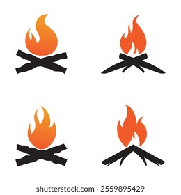 Hipster vintage bonfire set logo design. Logo for camping, adventure wildlife, campfire.