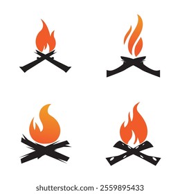 Hipster vintage bonfire set logo design. Logo for camping, adventure wildlife, campfire.