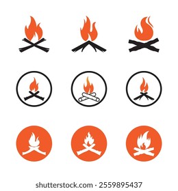 Hipster vintage bonfire set logo design. Logo for camping, adventure wildlife, campfire.